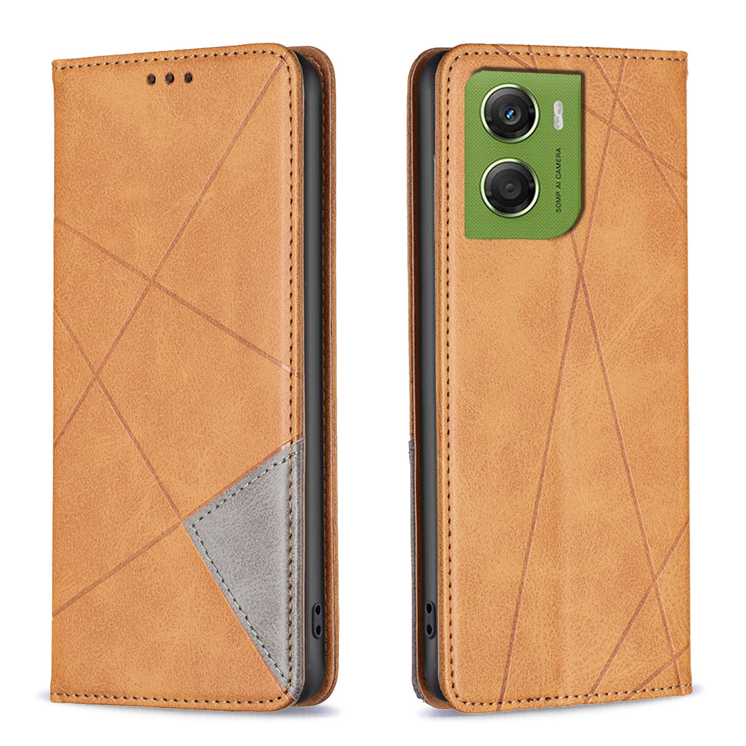 For Motorola Moto G06 4G Case Card Slots Geometry Imprint Leather Phone Cover