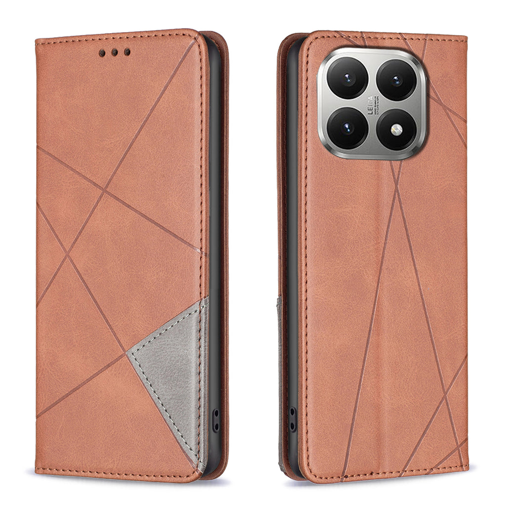 Funda de cuero con ranuras para tarjetas y estampado geométrico para Xiaomi 15T