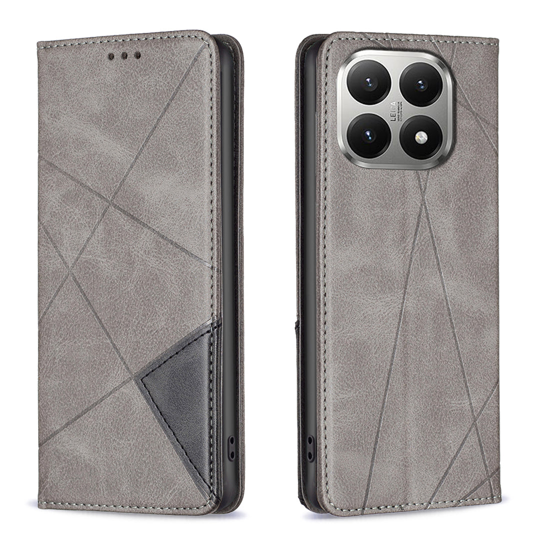 For Xiaomi 15T Case Card Slots Geometry Imprint Leather Phone Cover
