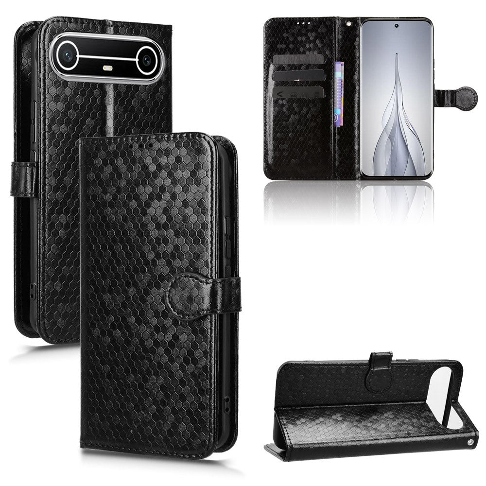 For TECNO Pova Slim 5G  /  Spark Slim 4G Wallet Case Dot Pattern Imprint PU Leather Phone Cover with Wrist Strap