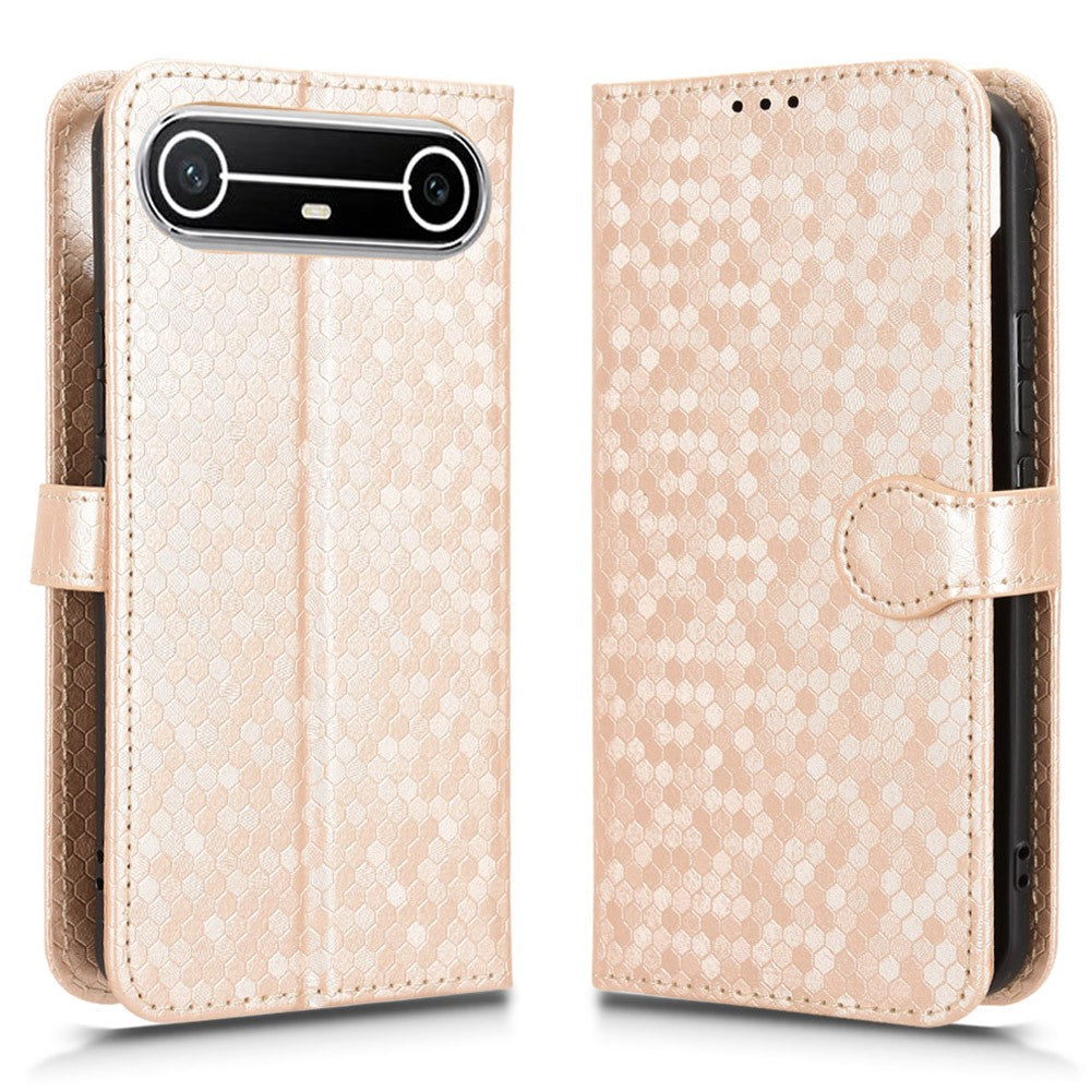 For TECNO Pova Slim 5G  /  Spark Slim 4G Wallet Case Dot Pattern Imprint PU Leather Phone Cover with Wrist Strap