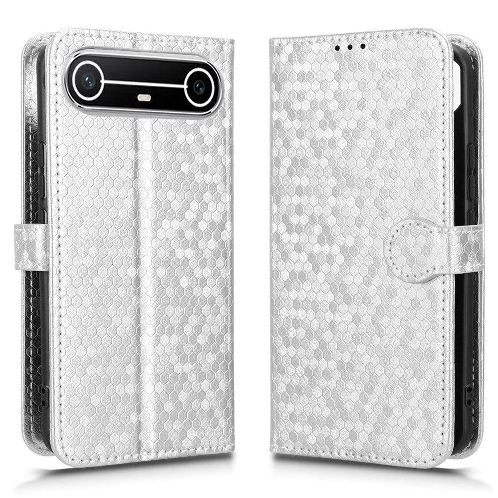 Funda tipo cartera para TECNO Pova Slim 5G / Spark Slim 4G, de piel sintética con estampado de puntos y correa de muñeca.