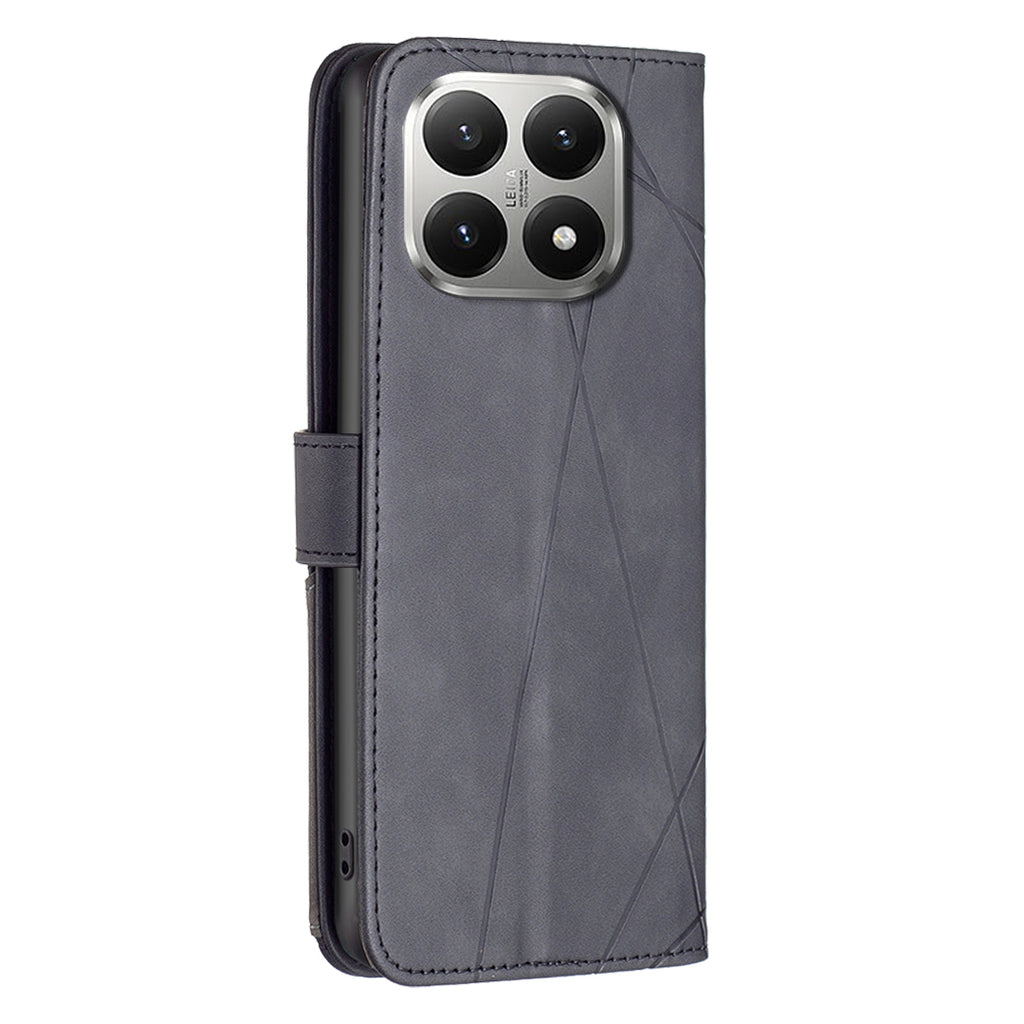 For Xiaomi 15T Phone Case BINFEN COLOR Wallet Stand Geometry Imprinted Leather Cover