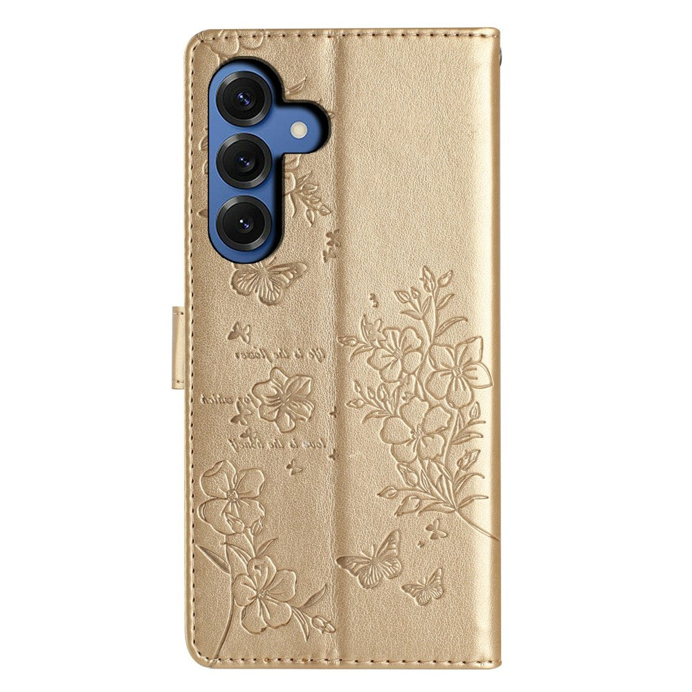For Samsung Galaxy S26 / S26 Pro Wallet Phone Case Butterfly Floral Imprint Leather Flip Cover with Strap