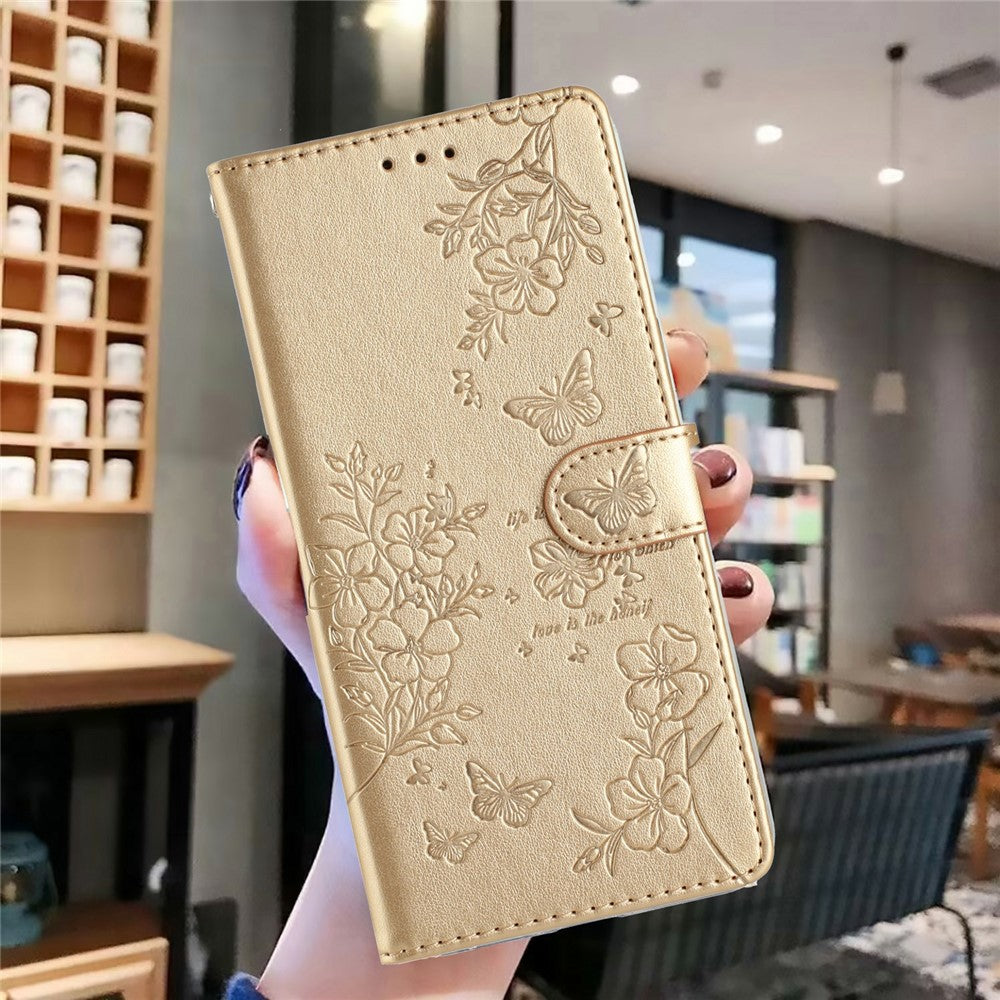For Honor X7d 5G Wallet Phone Case Butterfly Floral Imprint Leather Flip Cover with Strap