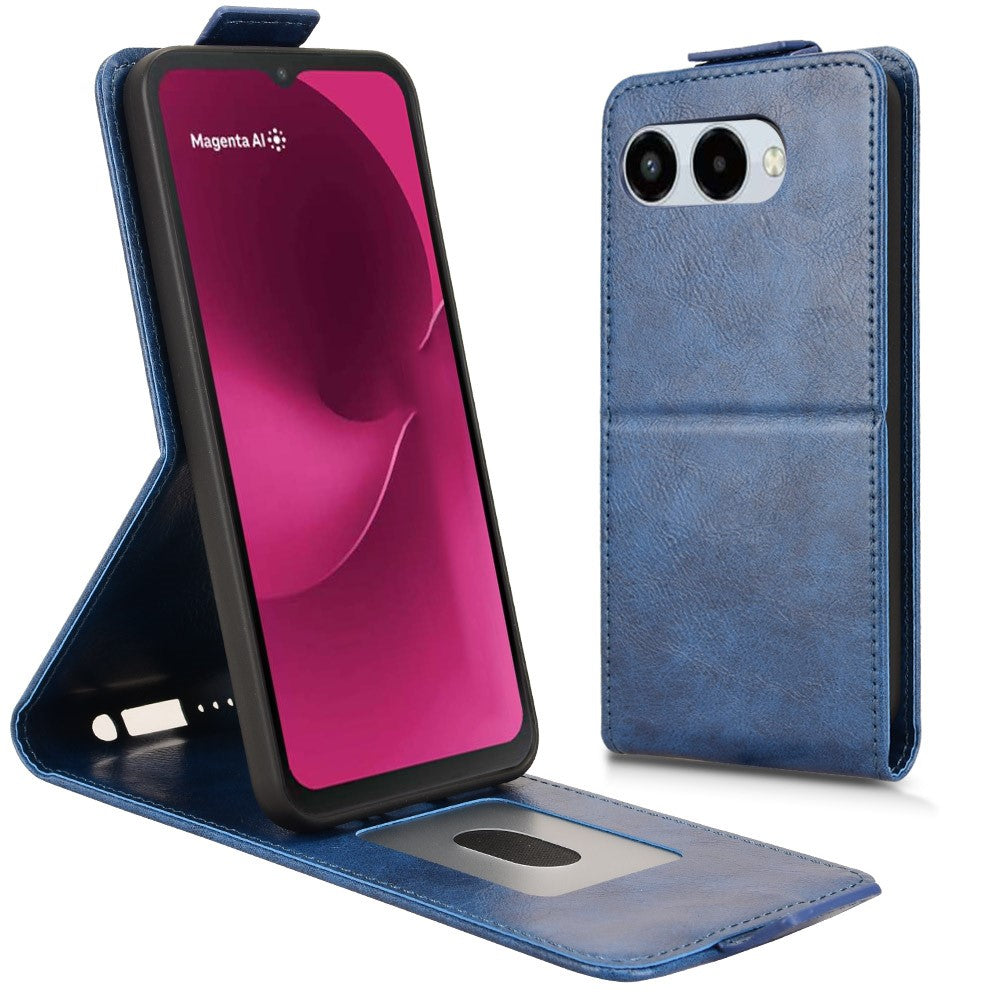 For T-Mobile REVVL 8  /  T Phone 3 Stand Case Magnetic Clasp Vertical Flip Leather Phone Cover with Card Holder