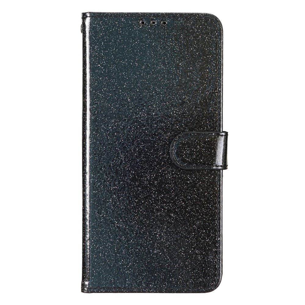 For Samsung Galaxy S26 Edge Wallet Case Glitter Anti-Scratch Leather Stand Phone Cover with Strap
