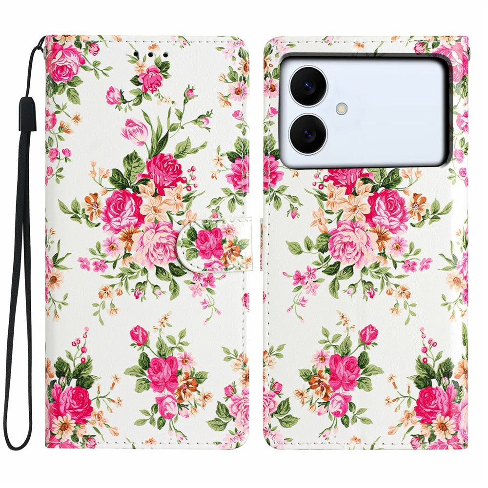 For Samsung Galaxy S26 Edge Wallet Case PU Leather Pattern Printing Stand Phone Cover with Strap