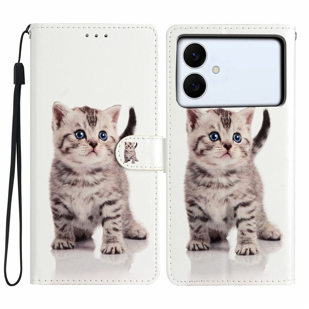 For Samsung Galaxy S26 Edge Wallet Case PU Leather Pattern Printing Stand Phone Cover with Strap