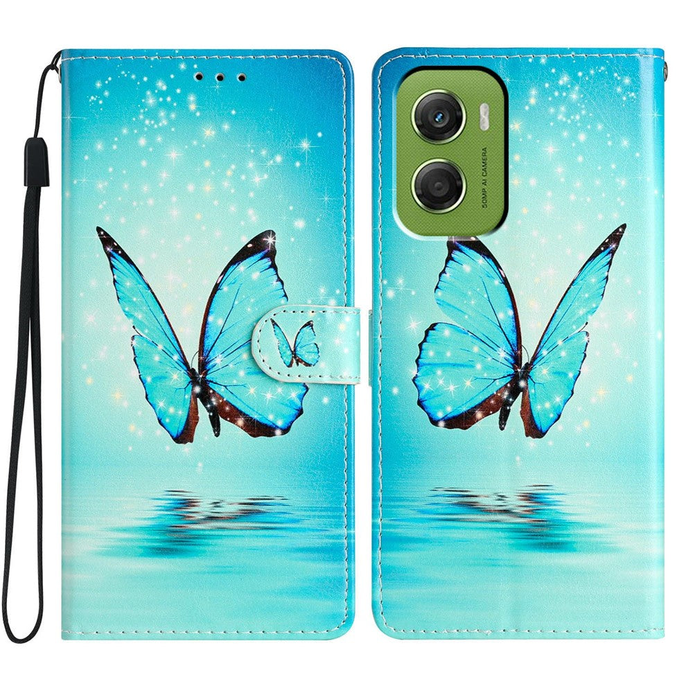 For Motorola Moto G06 4G Wallet Case PU Leather Pattern Printing Stand Phone Cover with Strap