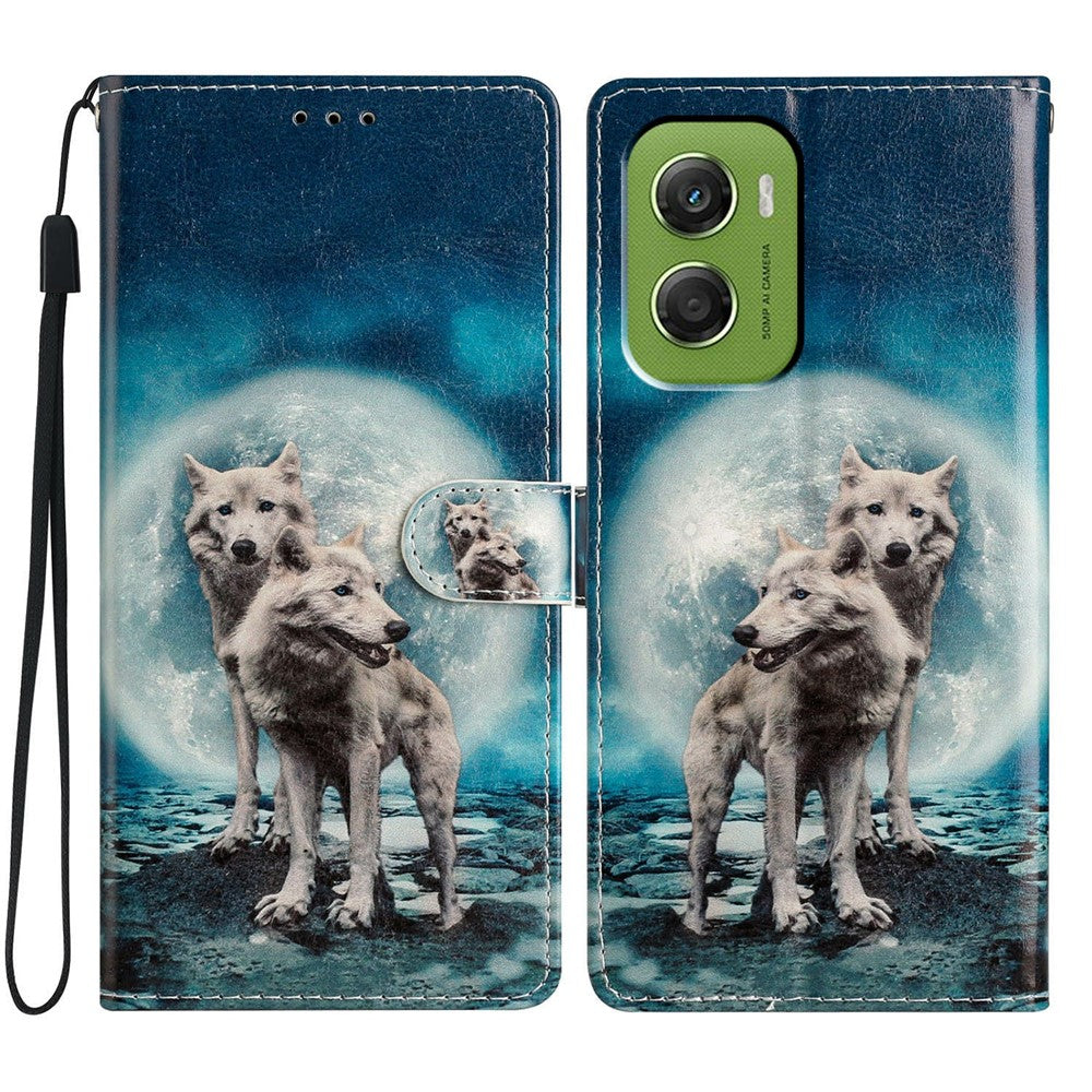 For Motorola Moto G06 4G Wallet Case PU Leather Pattern Printing Stand Phone Cover with Strap