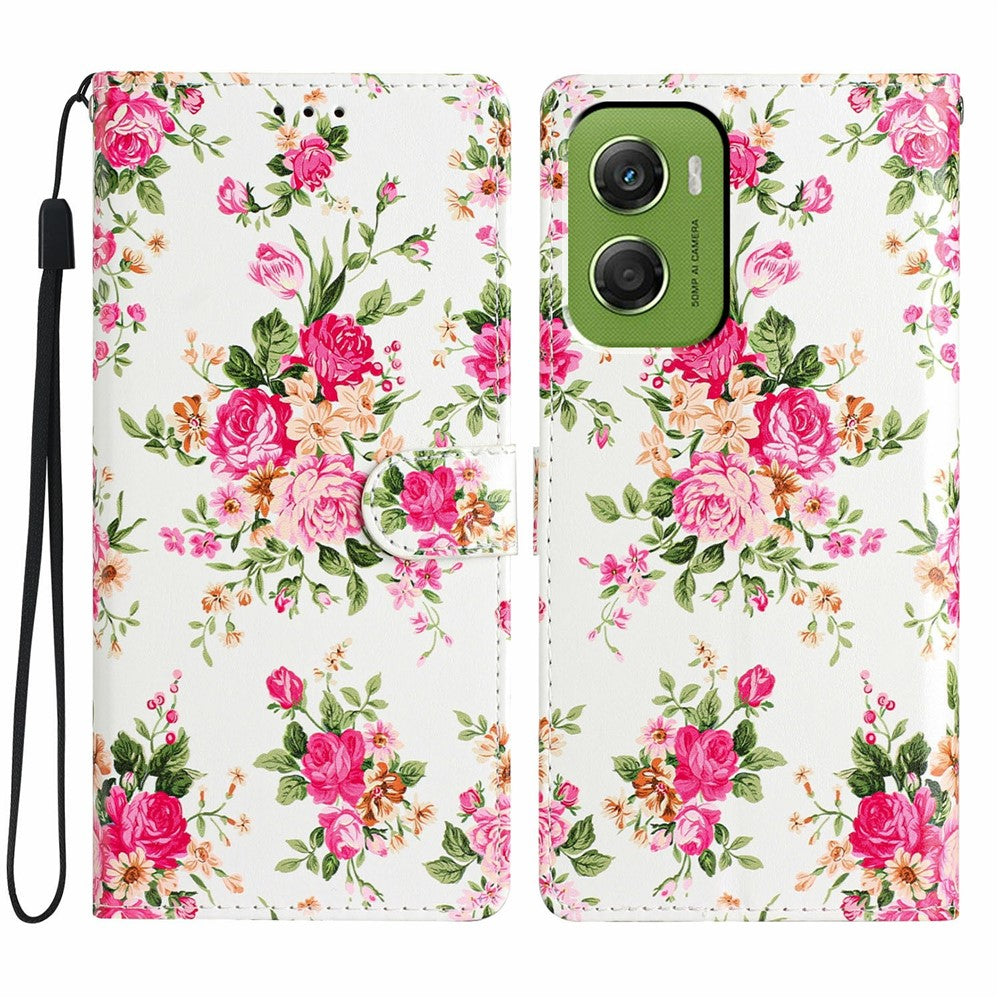 For Motorola Moto G06 4G Wallet Case PU Leather Pattern Printing Stand Phone Cover with Strap