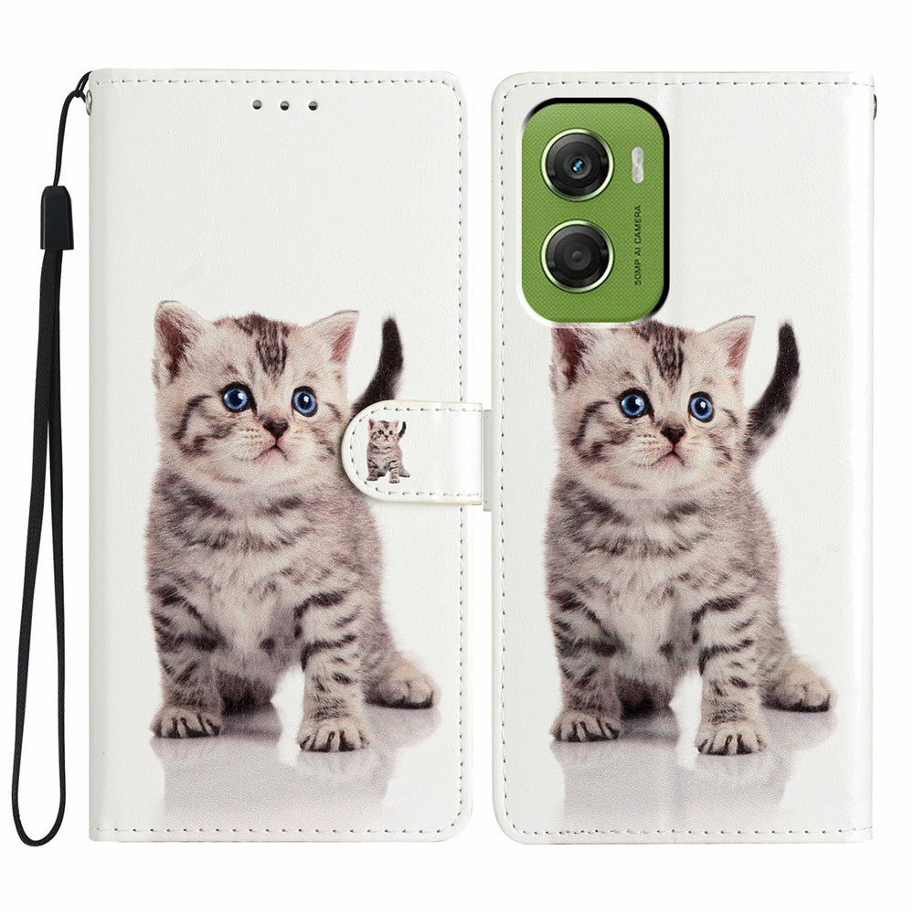 For Motorola Moto G06 4G Wallet Case PU Leather Pattern Printing Stand Phone Cover with Strap