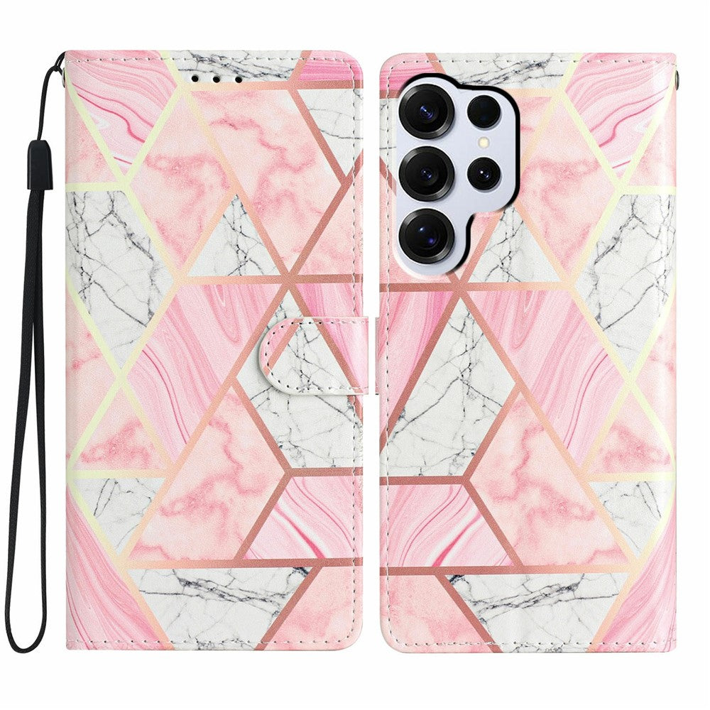 For Samsung Galaxy S26 Ultra Wallet Case PU Leather Pattern Printing Stand Phone Cover with Strap