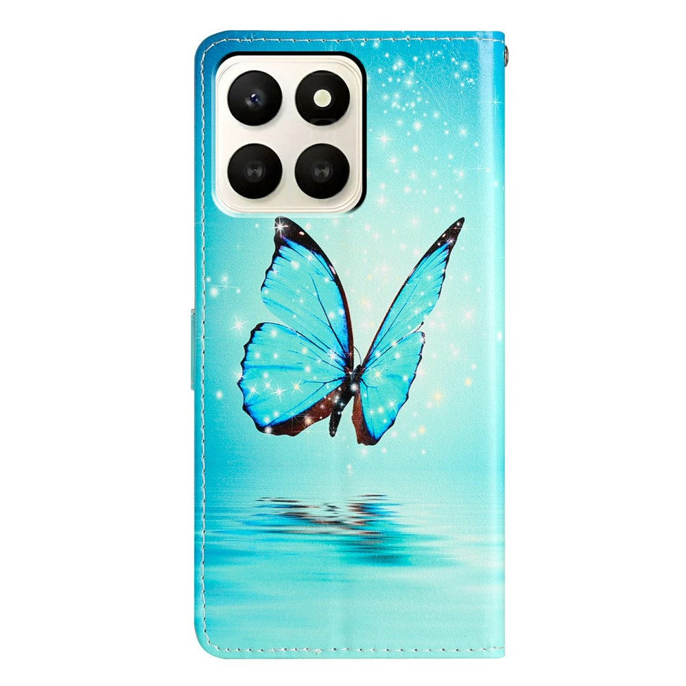 For Honor X7d 5G Wallet Case PU Leather Pattern Printing Stand Phone Cover with Strap