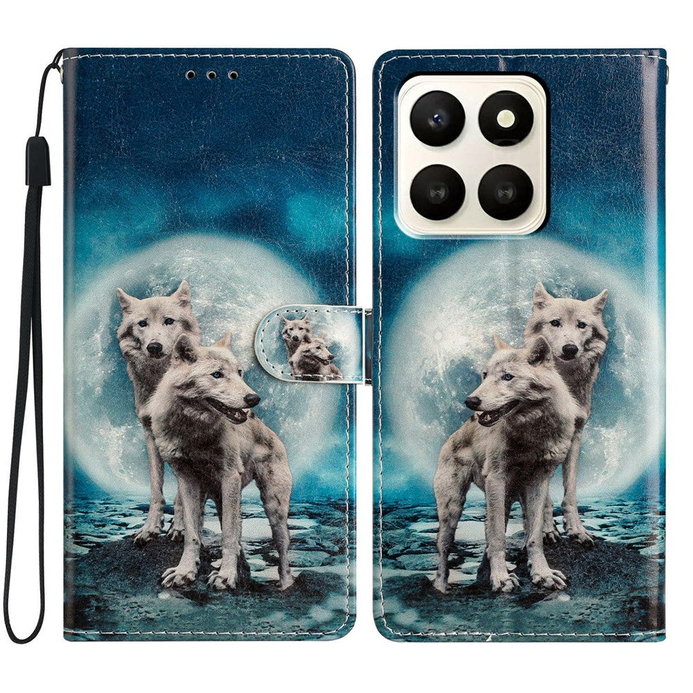 For Honor X7d 5G Wallet Case PU Leather Pattern Printing Stand Phone Cover with Strap