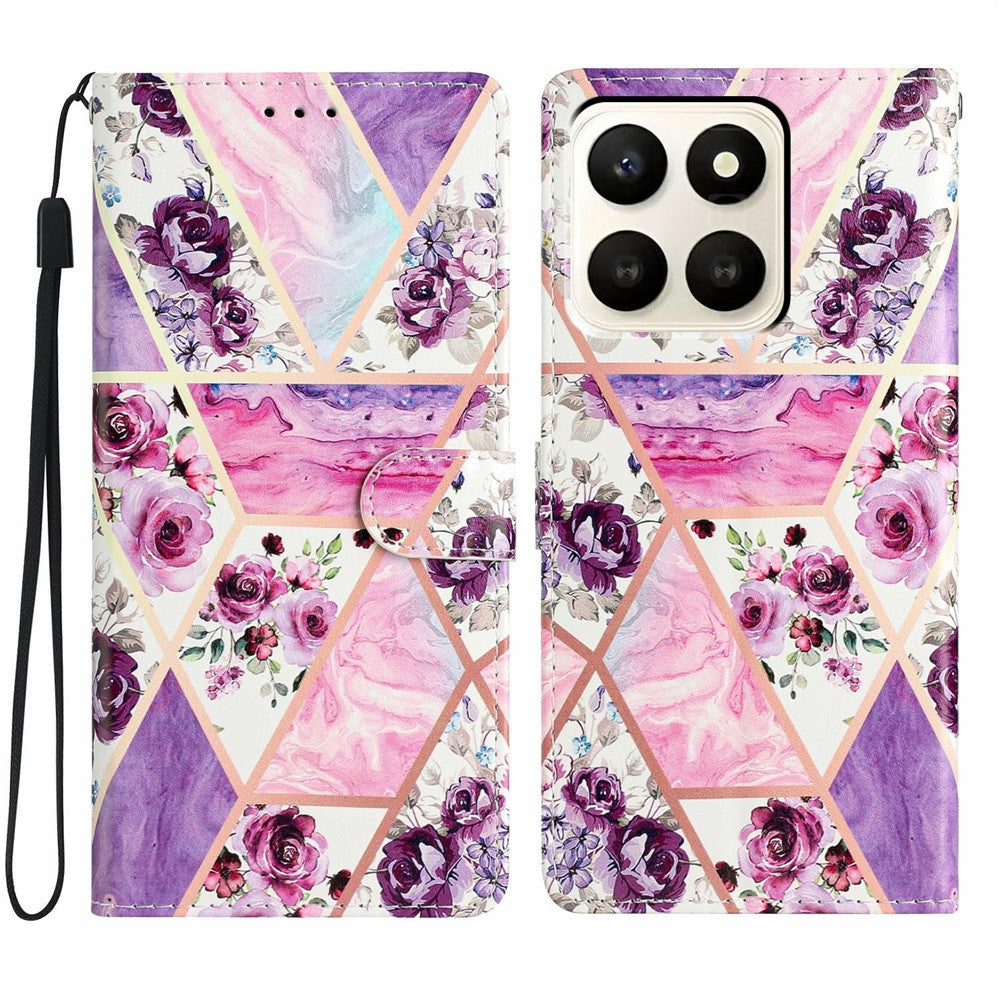 For Honor X7d 5G Wallet Case PU Leather Pattern Printing Stand Phone Cover with Strap