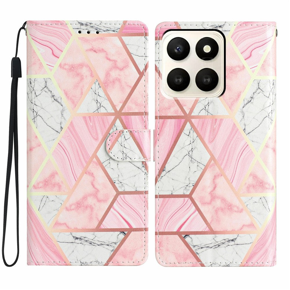 Funda tipo cartera para Honor X7d 5G, de piel sintética con estampado, soporte y correa.