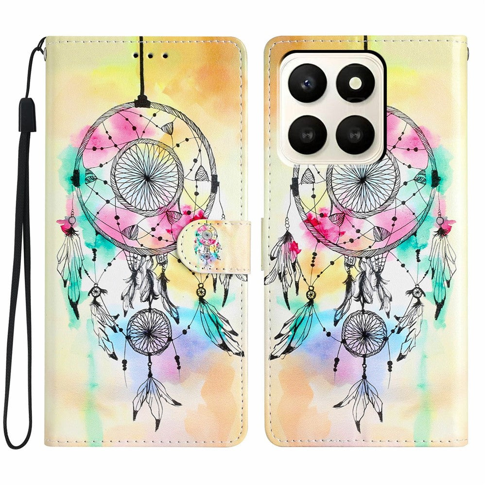 For Honor X7d 5G Wallet Case PU Leather Pattern Printing Stand Phone Cover with Strap
