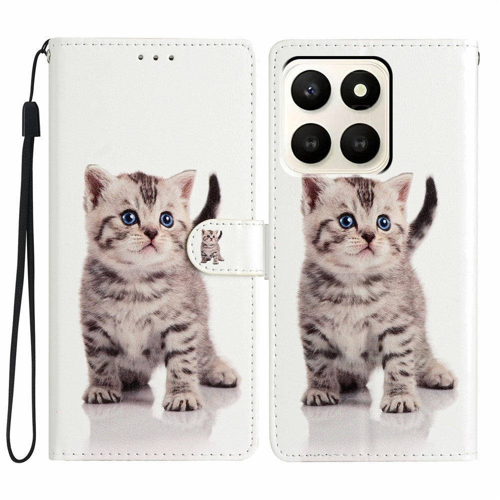 For Honor X7d 5G Wallet Case PU Leather Pattern Printing Stand Phone Cover with Strap