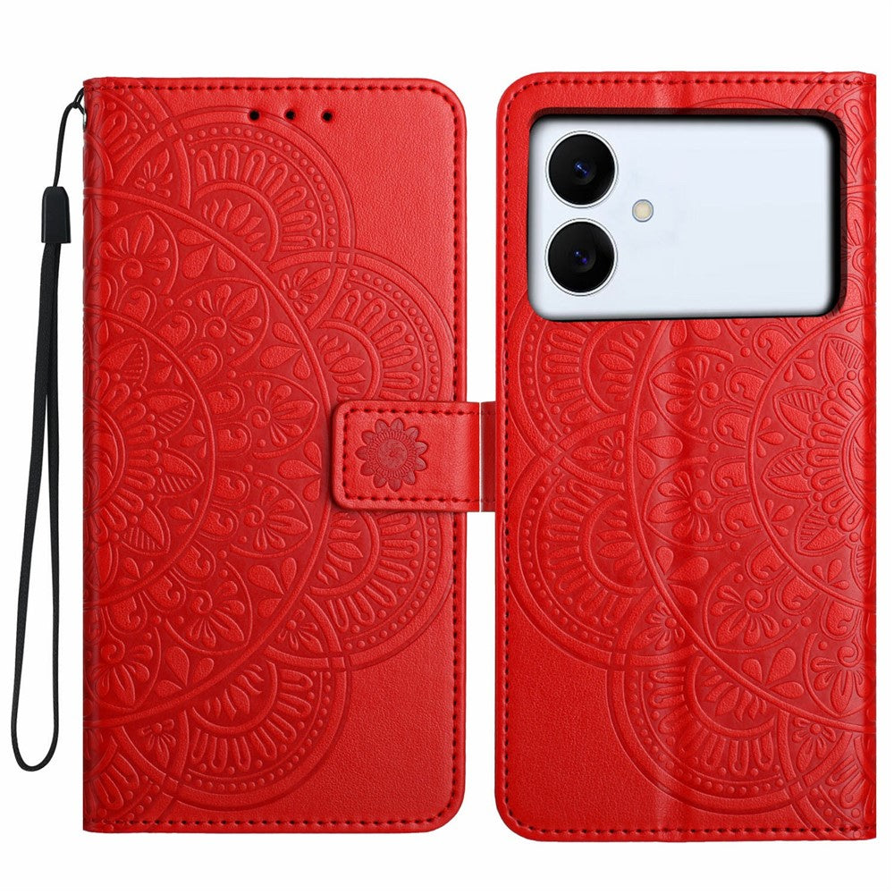 For Samsung Galaxy S26 Edge Leather Case with Card Slots Mandala Pattern Phone Cover Stand