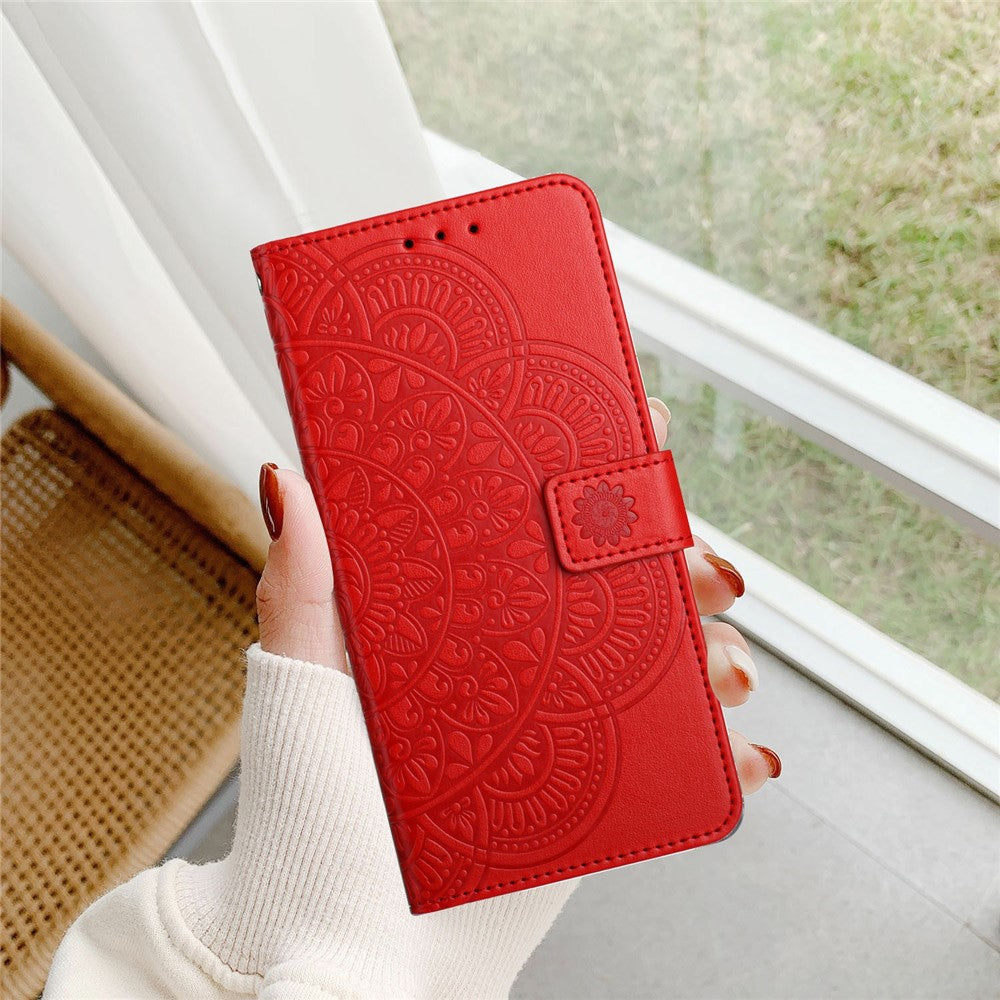 For Samsung Galaxy S26 Edge Leather Case with Card Slots Mandala Pattern Phone Cover Stand