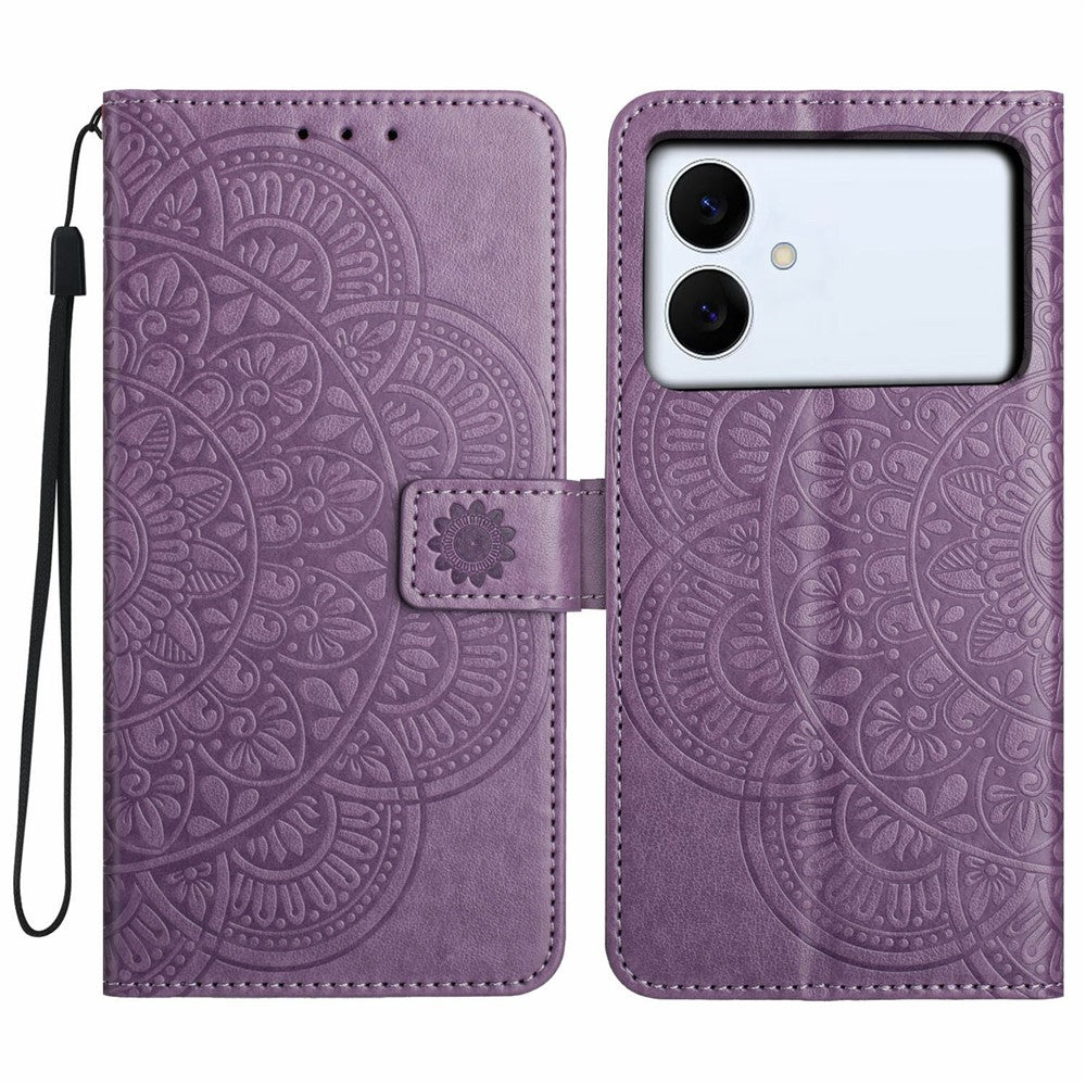For Samsung Galaxy S26 Edge Leather Case with Card Slots Mandala Pattern Phone Cover Stand