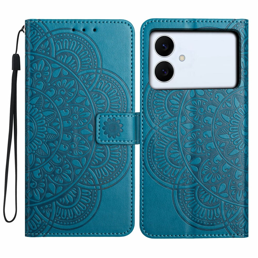 For Samsung Galaxy S26 Edge Leather Case with Card Slots Mandala Pattern Phone Cover Stand