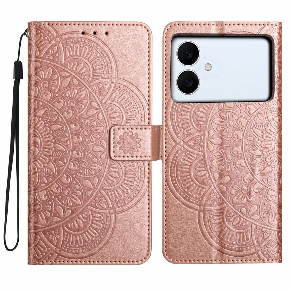 For Samsung Galaxy S26 Edge Leather Case with Card Slots Mandala Pattern Phone Cover Stand