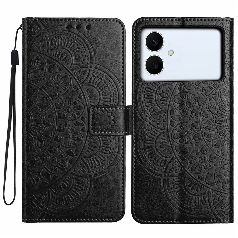 For Samsung Galaxy S26 Edge Leather Case with Card Slots Mandala Pattern Phone Cover Stand