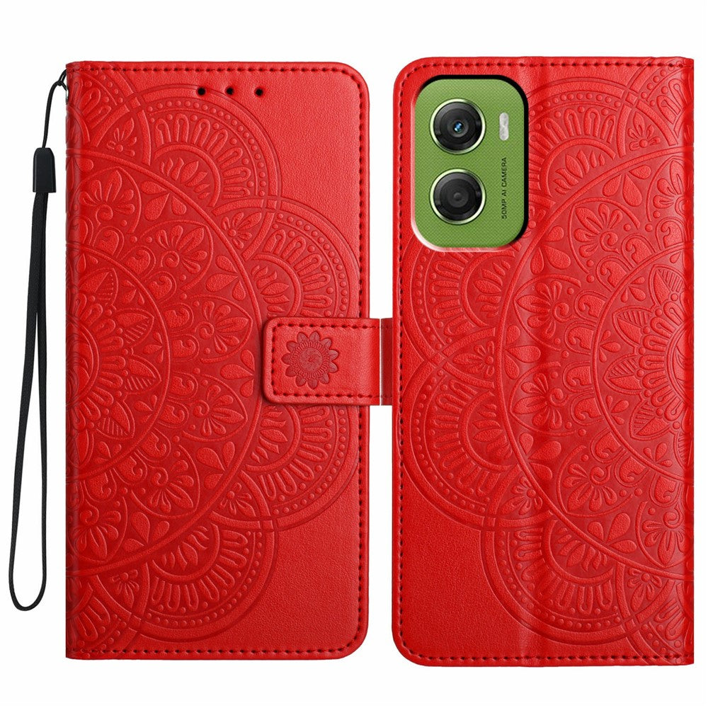 For Motorola Moto G06 4G Leather Case with Card Slots Mandala Pattern Phone Cover Stand