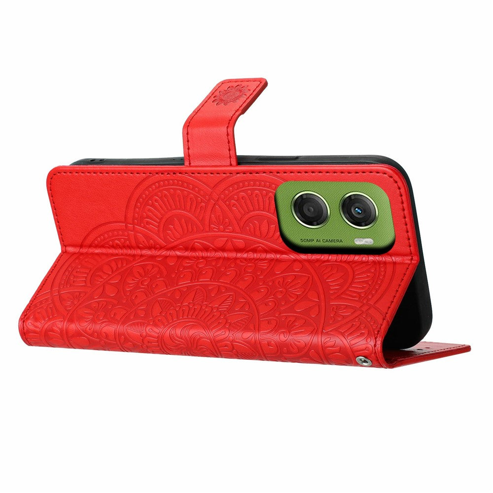 For Motorola Moto G06 4G Leather Case with Card Slots Mandala Pattern Phone Cover Stand