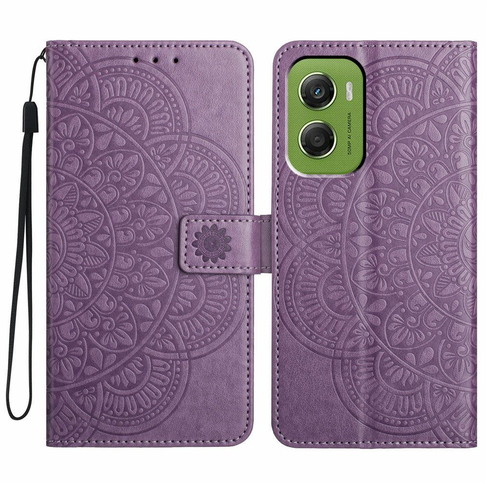 For Motorola Moto G06 4G Leather Case with Card Slots Mandala Pattern Phone Cover Stand