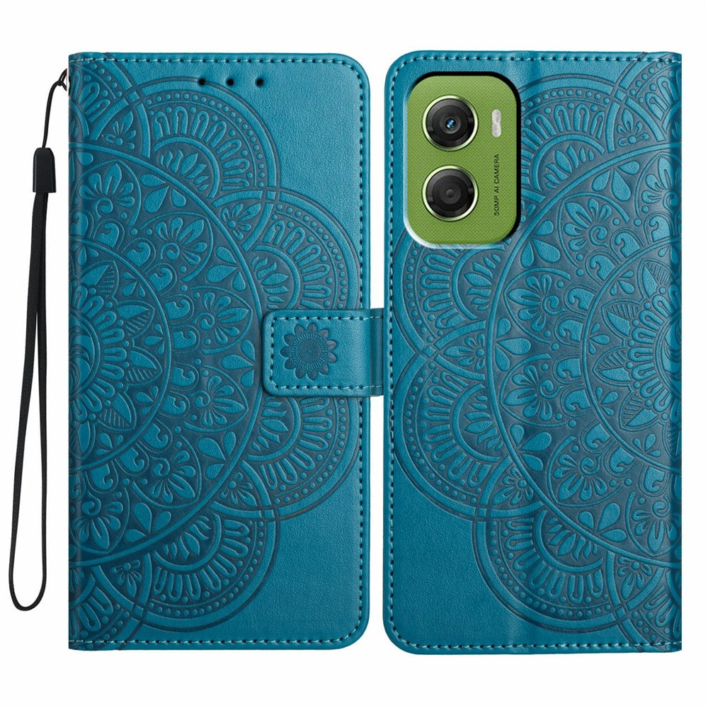 For Motorola Moto G06 4G Leather Case with Card Slots Mandala Pattern Phone Cover Stand
