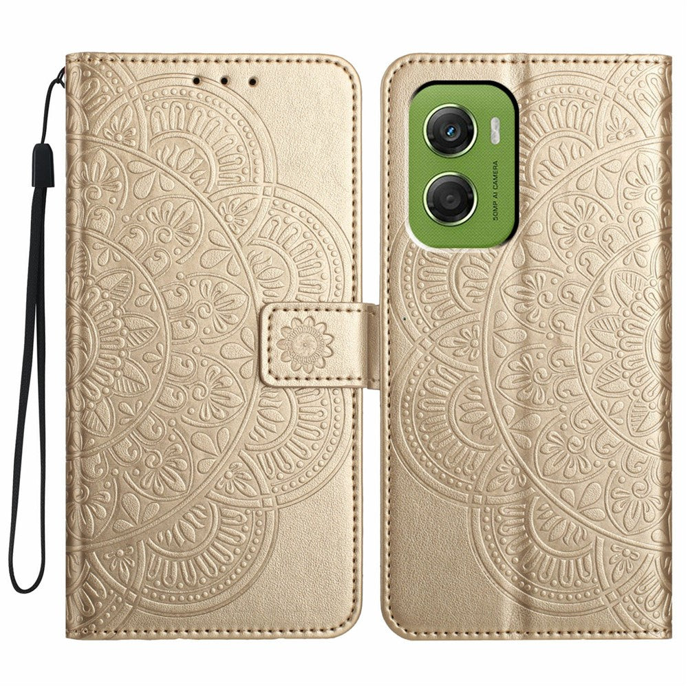 For Motorola Moto G06 4G Leather Case with Card Slots Mandala Pattern Phone Cover Stand