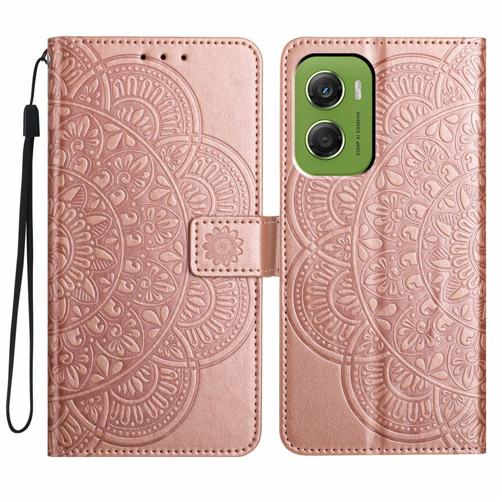 For Motorola Moto G06 4G Leather Case with Card Slots Mandala Pattern Phone Cover Stand