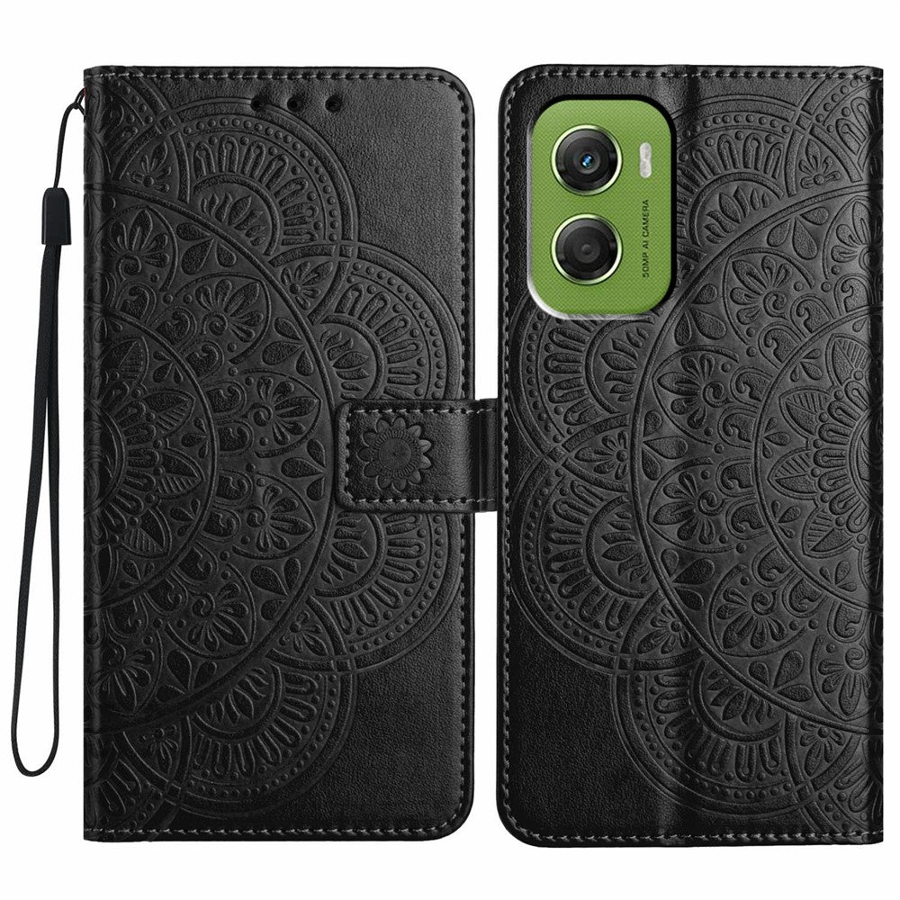 For Motorola Moto G06 4G Leather Case with Card Slots Mandala Pattern Phone Cover Stand