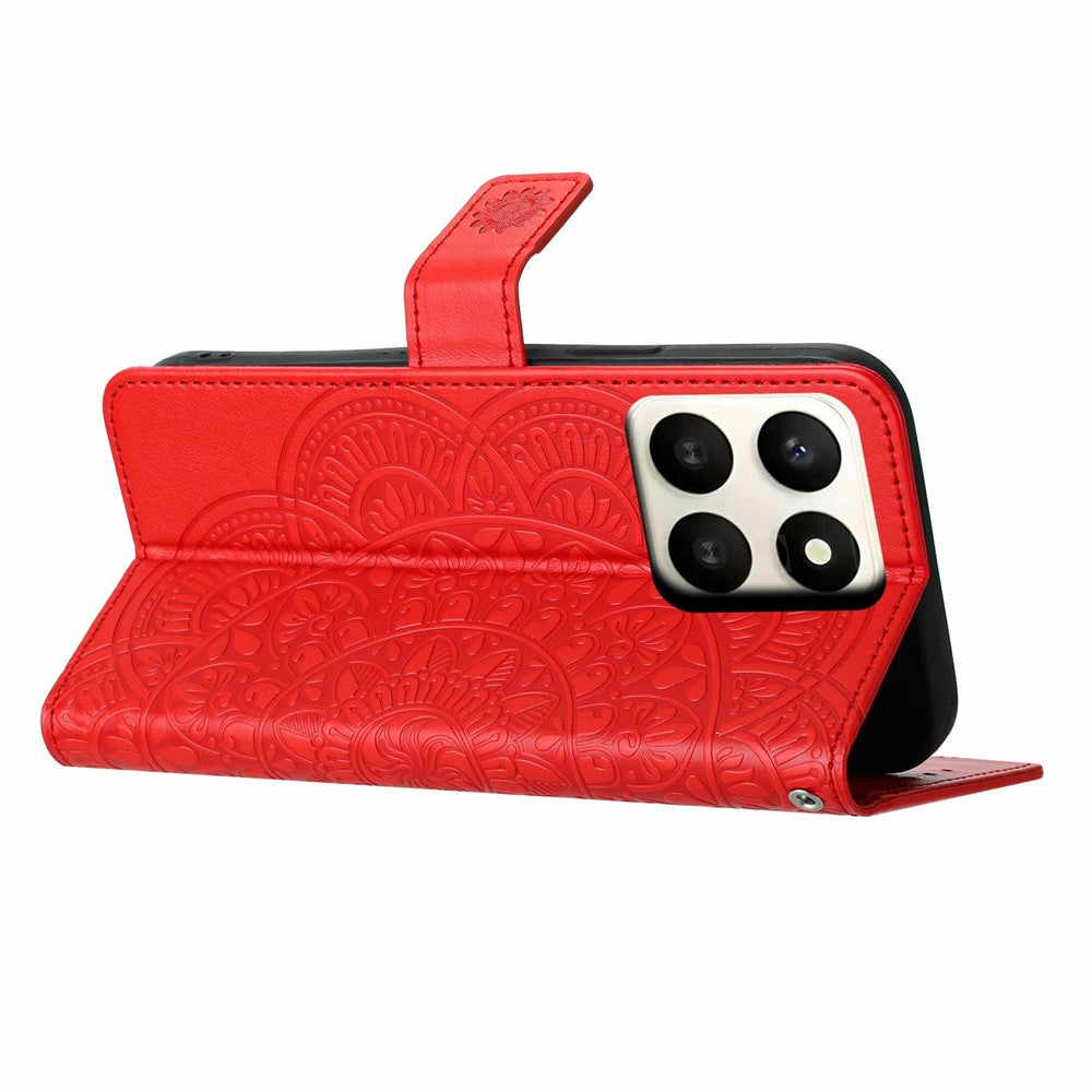 For Honor X7d 5G Leather Case with Card Slots Mandala Pattern Phone Cover Stand