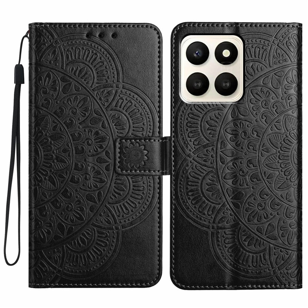 For Honor X7d 5G Leather Case with Card Slots Mandala Pattern Phone Cover Stand