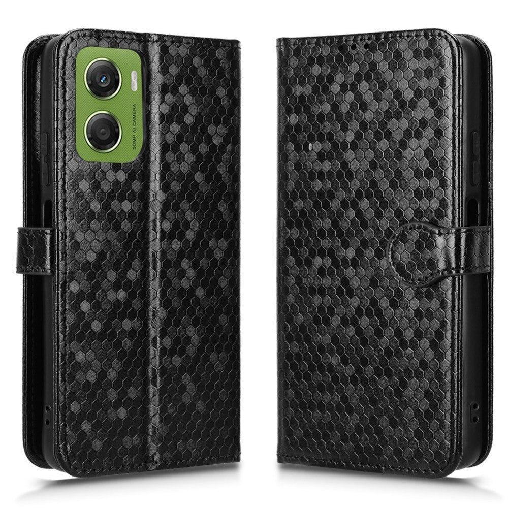 For Motorola Moto G06 Power 4G  /  G06 4G Wallet Case Dot Pattern Imprint PU Leather Phone Cover with Wrist Strap