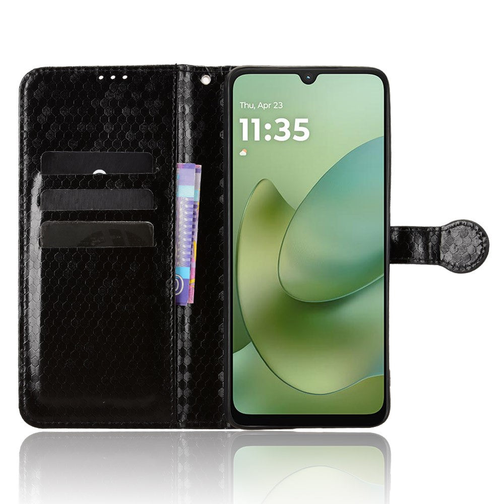 For Motorola Moto G06 Power 4G  /  G06 4G Wallet Case Dot Pattern Imprint PU Leather Phone Cover with Wrist Strap