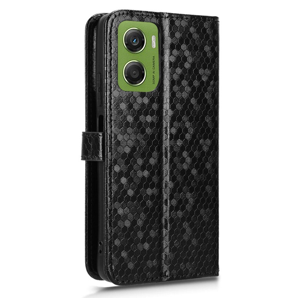 For Motorola Moto G06 Power 4G  /  G06 4G Wallet Case Dot Pattern Imprint PU Leather Phone Cover with Wrist Strap