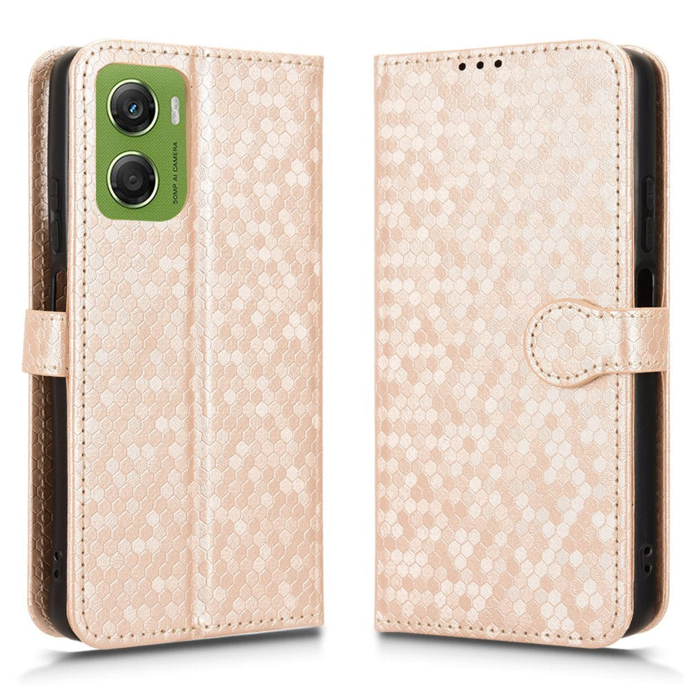For Motorola Moto G06 Power 4G  /  G06 4G Wallet Case Dot Pattern Imprint PU Leather Phone Cover with Wrist Strap