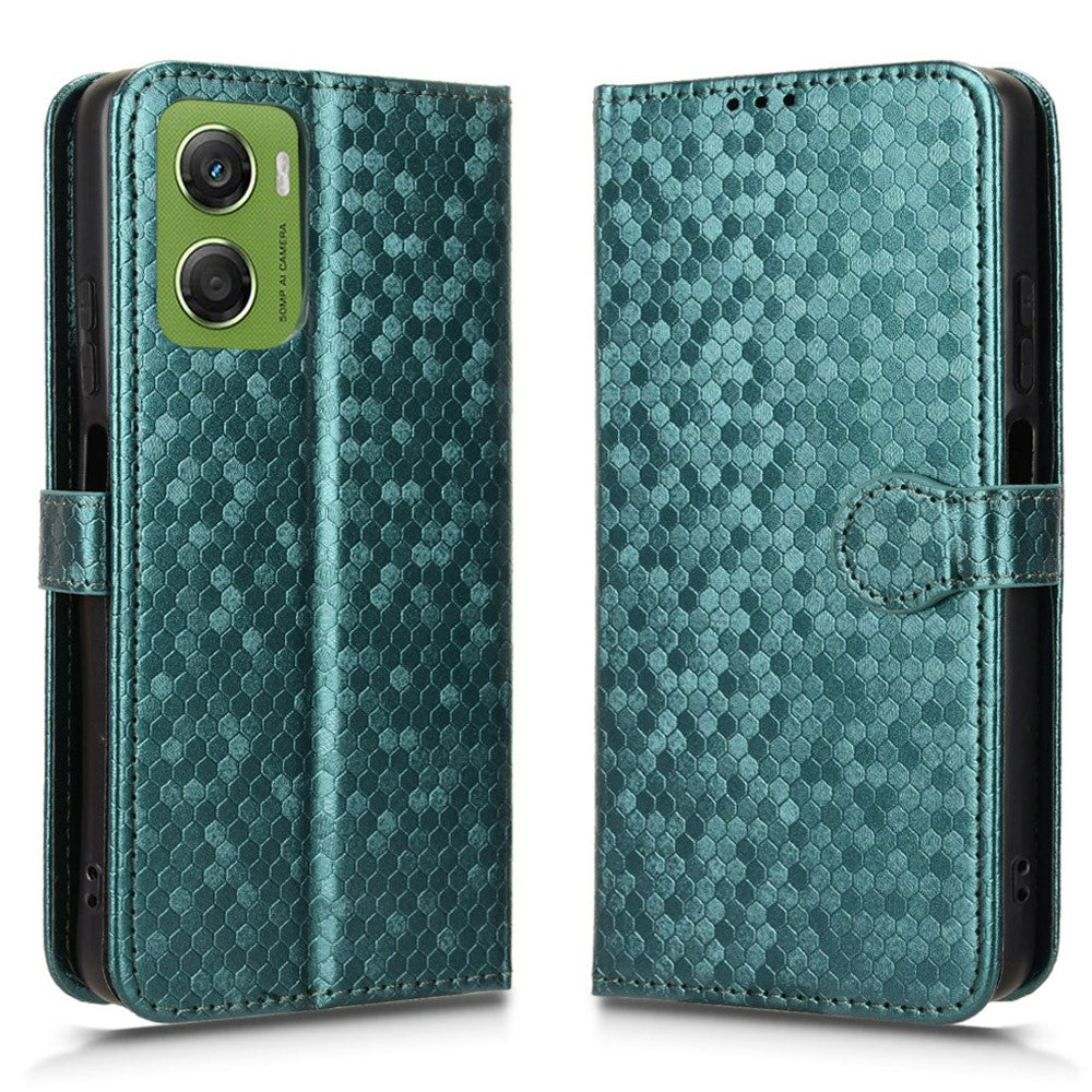 For Motorola Moto G06 Power 4G  /  G06 4G Wallet Case Dot Pattern Imprint PU Leather Phone Cover with Wrist Strap
