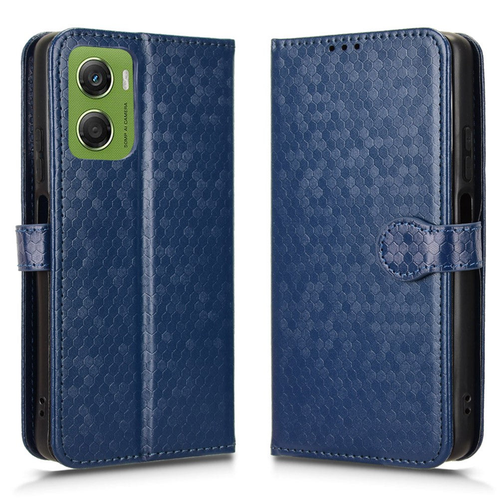 For Motorola Moto G06 Power 4G  /  G06 4G Wallet Case Dot Pattern Imprint PU Leather Phone Cover with Wrist Strap