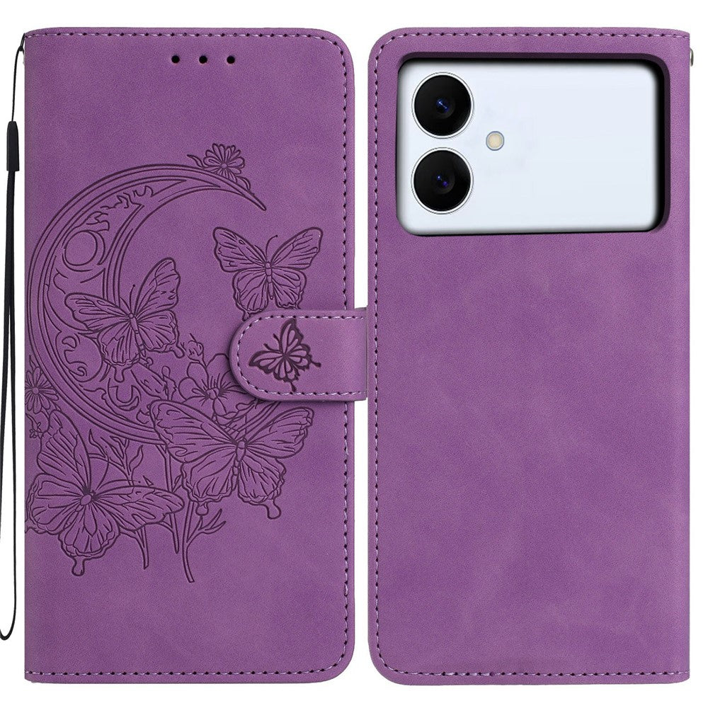For Samsung Galaxy S26 Edge Case Butterfly Flower Imprinted PU Leather Wallet Stand Phone Cover