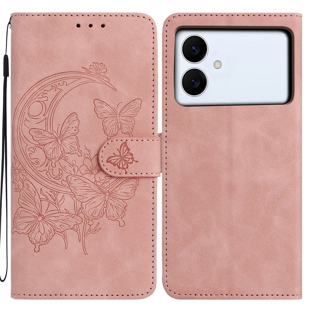 For Samsung Galaxy S26 Edge Case Butterfly Flower Imprinted PU Leather Wallet Stand Phone Cover