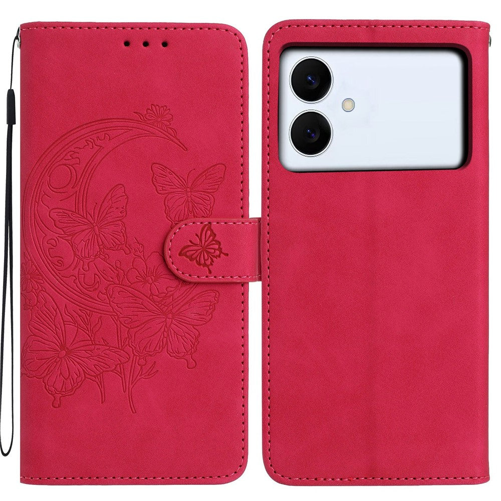 For Samsung Galaxy S26 Edge Case Butterfly Flower Imprinted PU Leather Wallet Stand Phone Cover