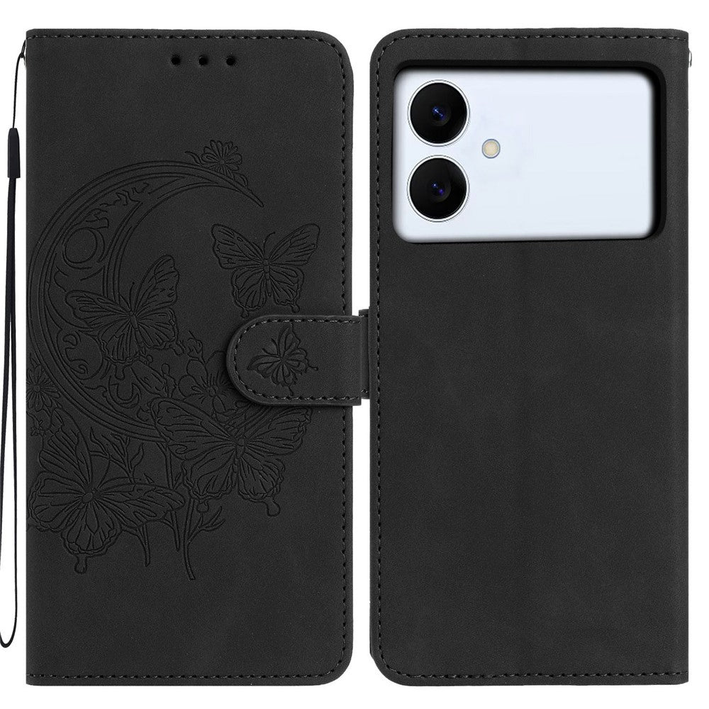 For Samsung Galaxy S26 Edge Case Butterfly Flower Imprinted PU Leather Wallet Stand Phone Cover