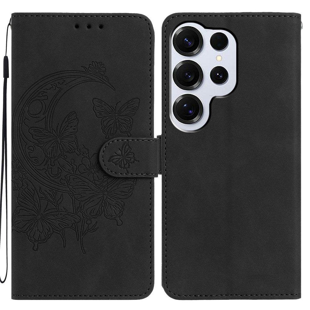 For Samsung Galaxy S26 Ultra Case Butterfly Flower Imprinted PU Leather Wallet Stand Phone Cover